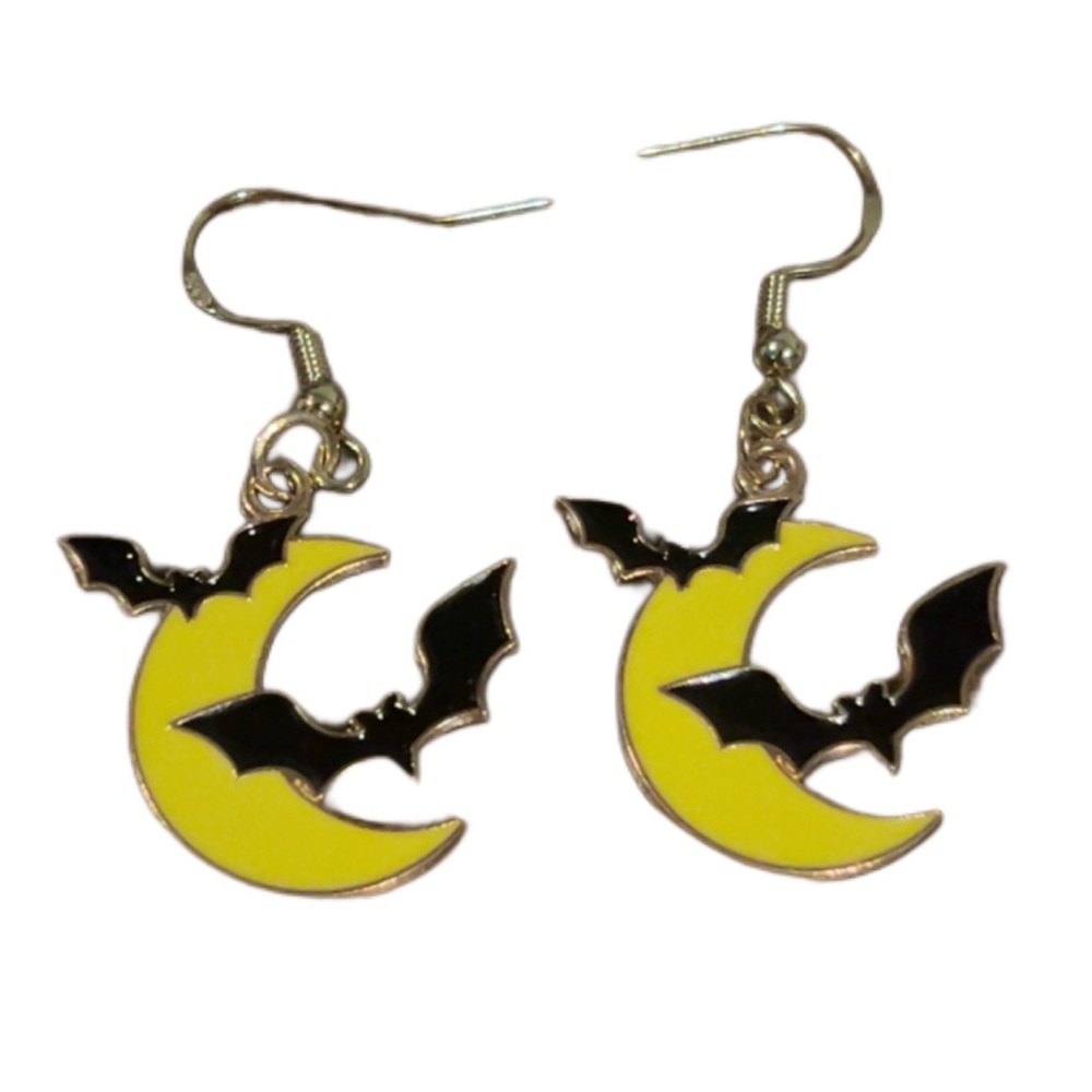 🔴Handmade Bat Moon Earrings